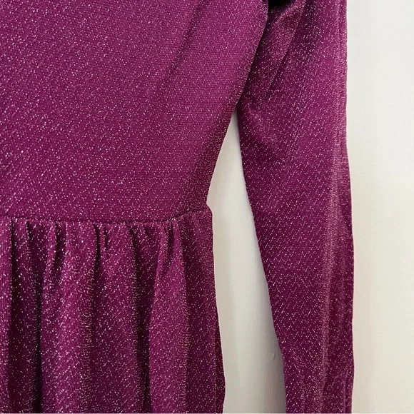 Metallic / Glitter Magenta Pink Mini Dress - Picture 5 of 7